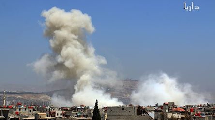 23 برميل متفجر على مدينة داريا بريف دمشق 