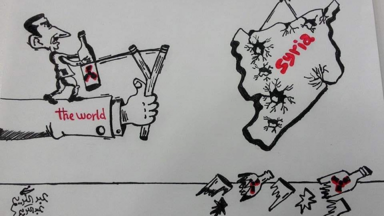 عبد الكريم..رسام كاريكاتير سوري يحمل قضية شعب