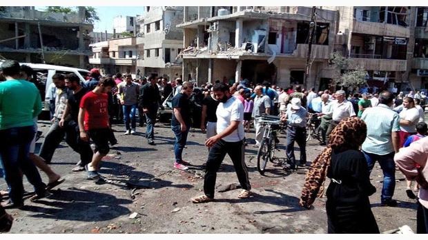 انفجار ميكرو باص أمام مدرسة وسط حمص 