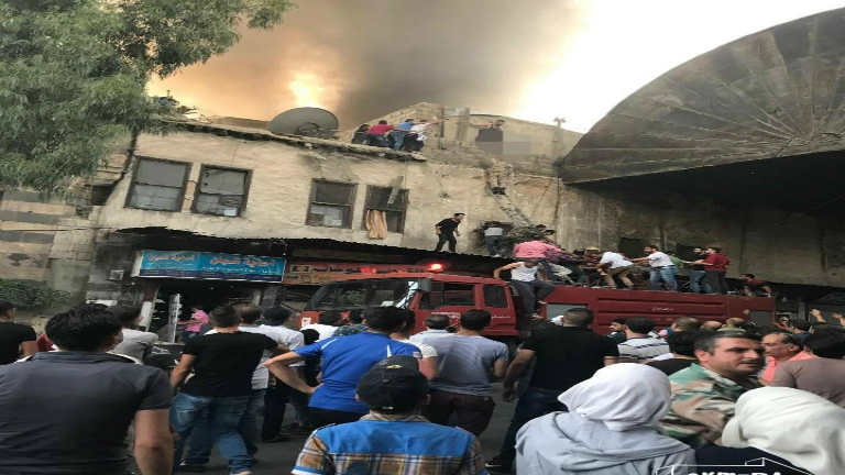 بالفيديو: حريق باب الجابية استمر لساعات قبل السيطرة عليه