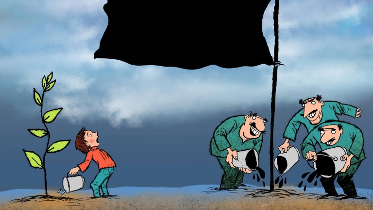 كاريكاتير روزنة بريشة الفنان موفق قات.