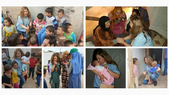 ليلى علوي تزور مخيمات اللاجئين السوريين في لبنان