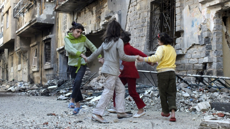 Syrian Refugees in a Closed Road!