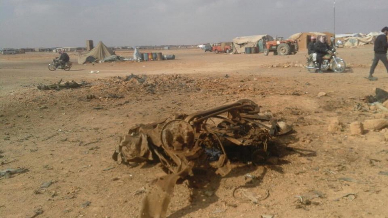 تفجير بمخيم للاجئين السوريين على حدود الأردن